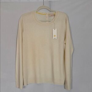 NWT Tory Burch Iberia Sweater Size XL  Ivory 100% Cashmere